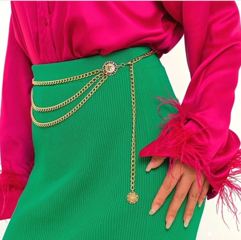 Multilayer Waistchain Sunflower Pendant  Silver/Gold